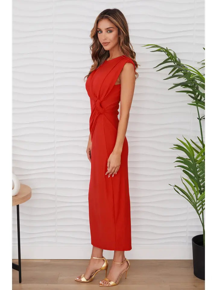 Sleeveless Maxi Evening Dress Red