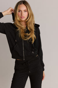 Lightly Distressed Jogger Hoodie & Pants Set Black