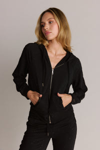 Lightly Distressed Jogger Hoodie & Pants Set Black