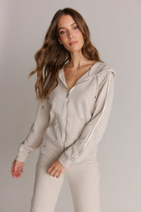 Lightly Distressed Jogger Pant & Hoodie Set, Beige