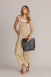Classy Knotted Strap Overalls-Cappuccino