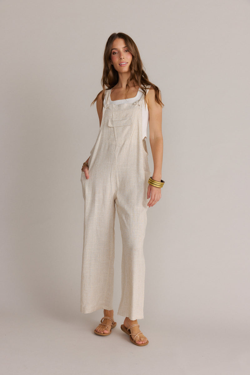 Classy Knotted Strap Overalls-Oatmeal