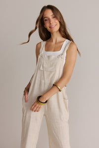 Classy Knotted Strap Overalls-Oatmeal