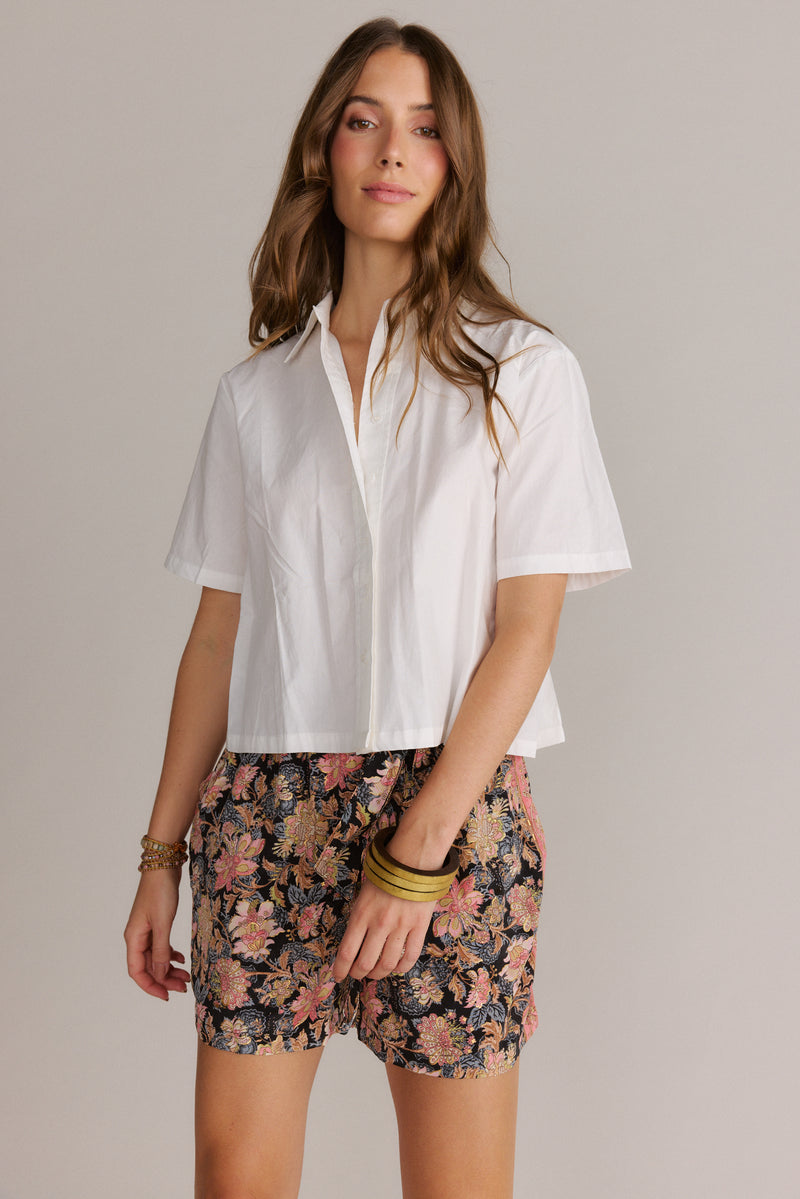 Printed Silky Boho Short Coral pink