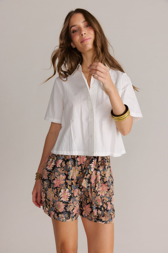 Printed Silky Boho Short Coral pink