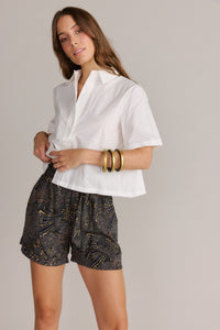 Printed Silky Boho Shorts Black