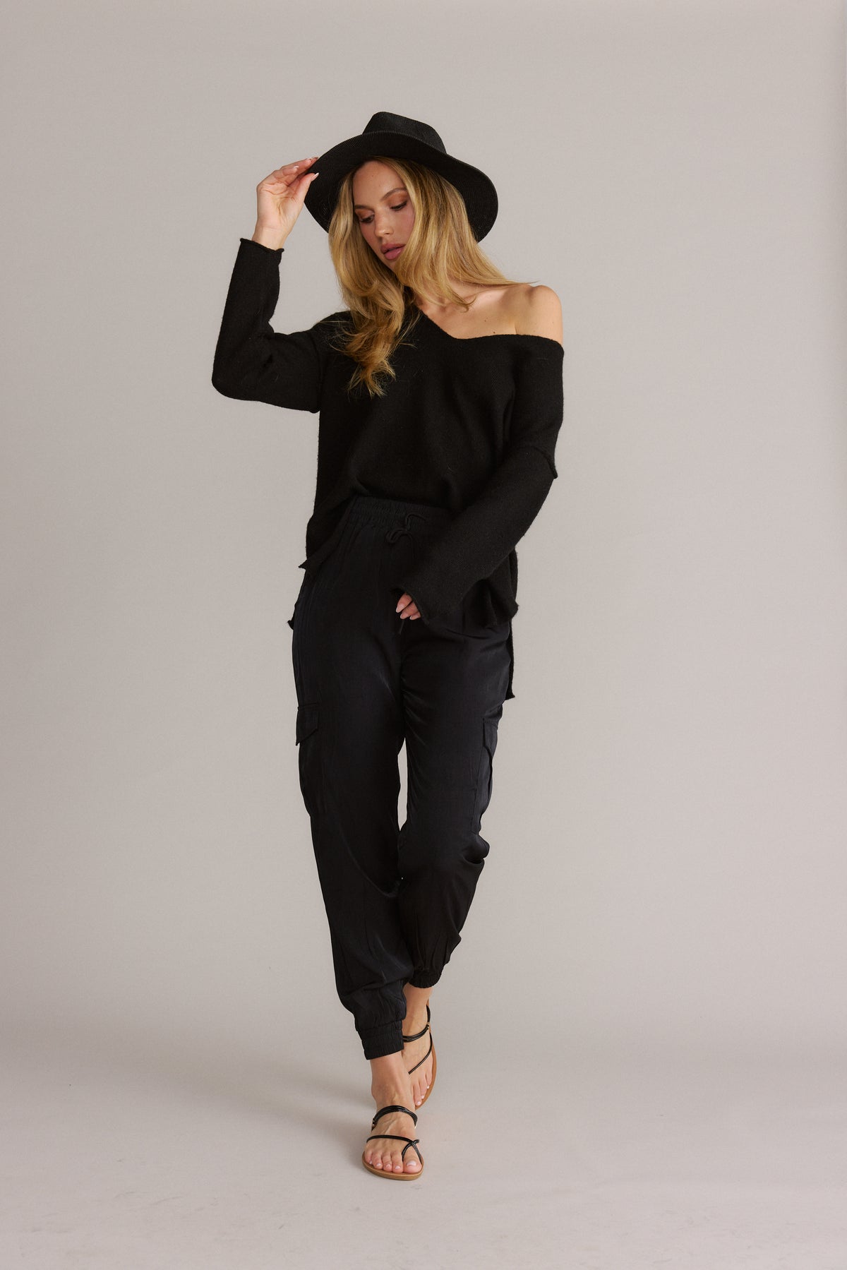 Satin Silky Black Jogger Pants