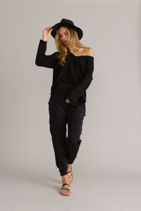 Satin Silky Black Jogger Pants