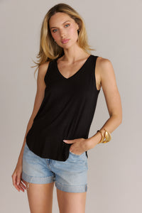 Basic V-Neck Tank Top Black