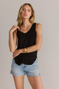 Basic V-Neck Tank Top Black