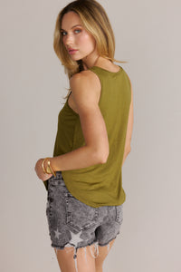 Basic V- Neck Tank Top Olive