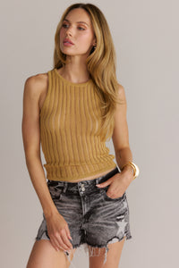 Open Stitch Knit Top Sand
