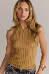 Open Stitch Knit Top Sand