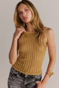 Open Stitch Knit Top Sand