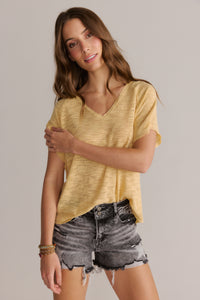 Slubby  Mustard V-Neck Tee