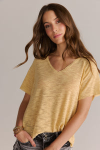 Slubby  Mustard V-Neck Tee