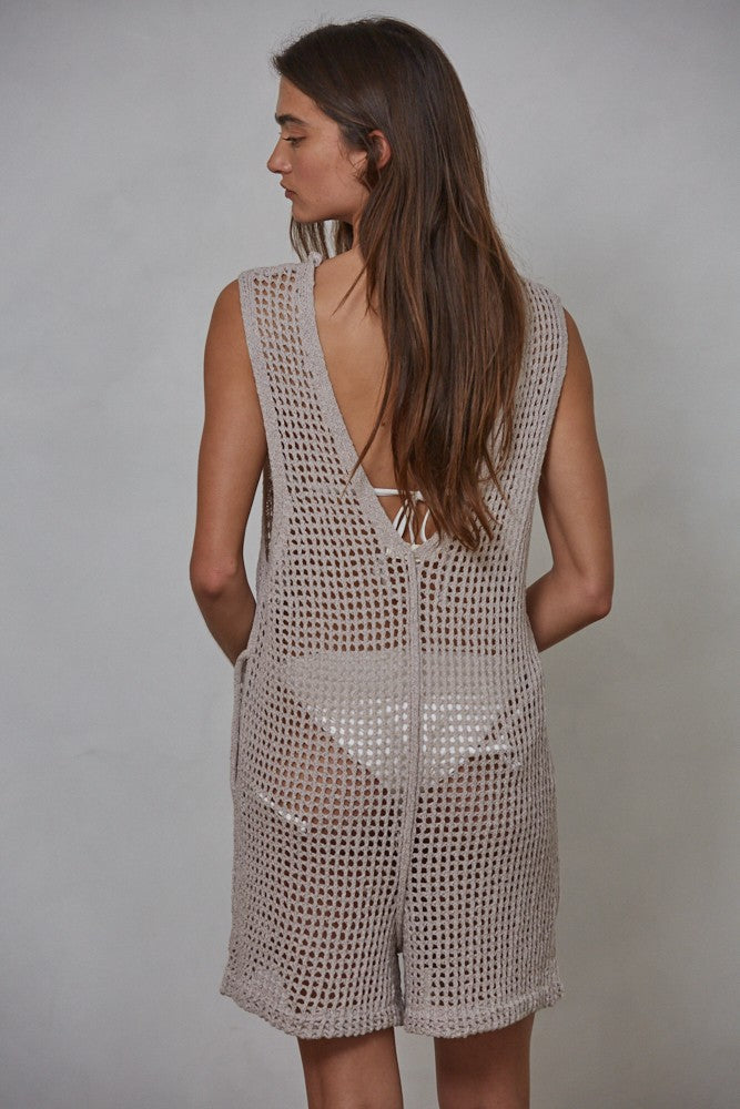 Marco Open Knit Sleeveless Beach Romper