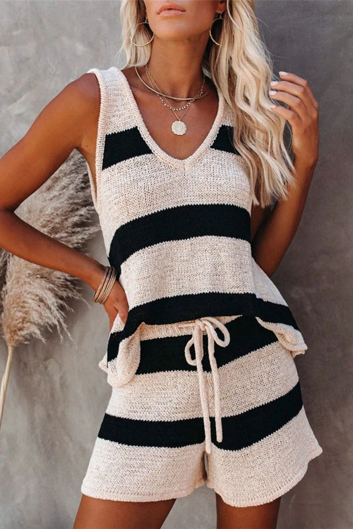 Striped Knit Tank & Short Set