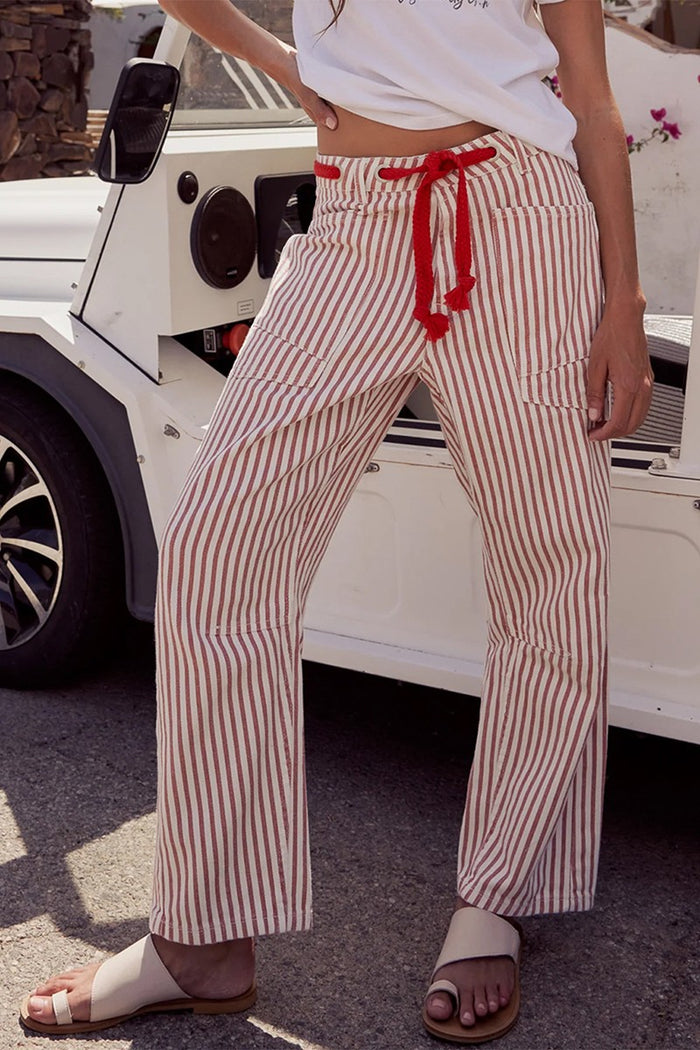 Related Fit Straight Jeans With Drawstring