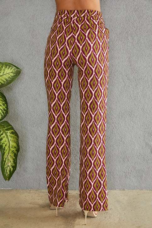 Italian Flared Print Dress Pant