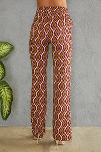 Italian Flared Print Dress Pant