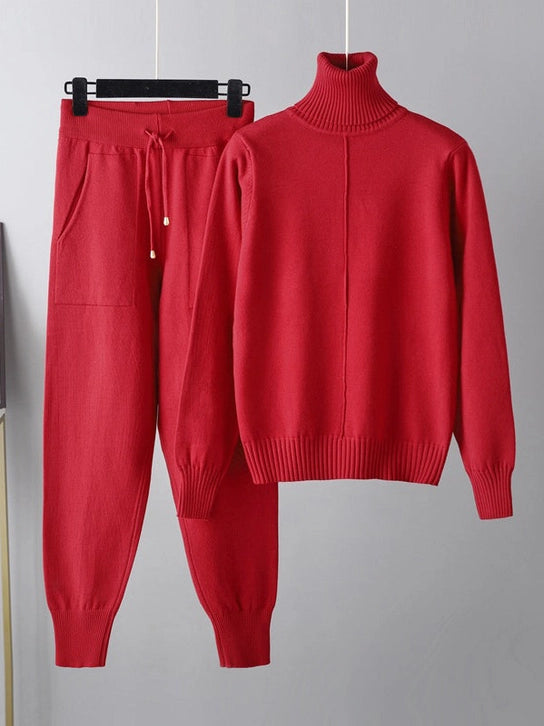 Casual Jogger Pant Set Red