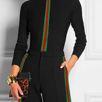 Long Contrast Striped Suit Pants