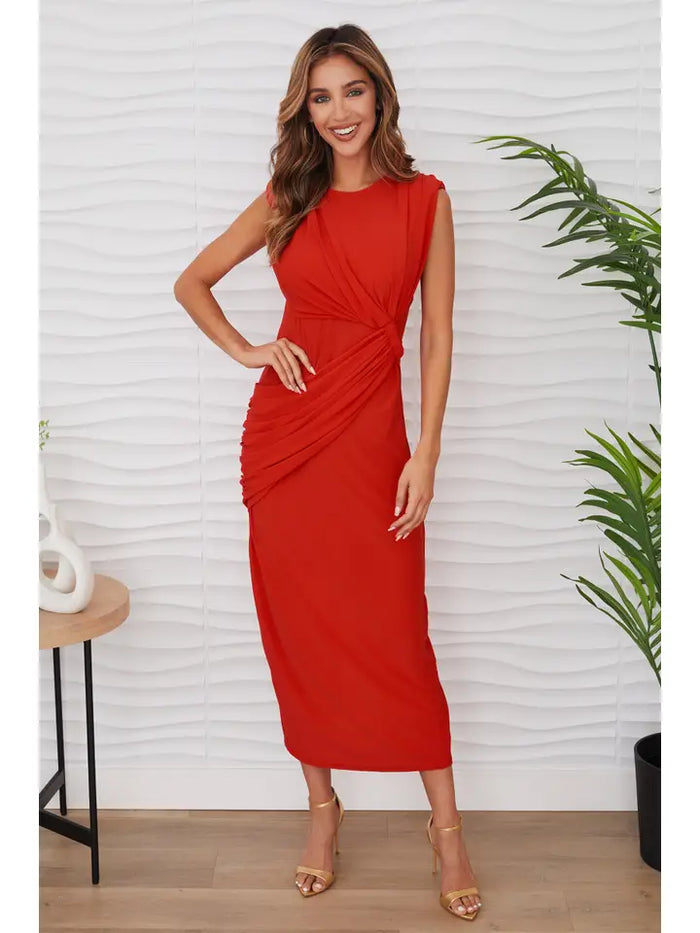 Sleeveless Maxi Evening Dress Red