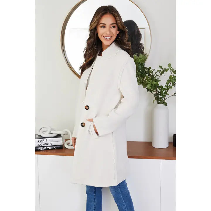 Corduroy Car Coat Off White