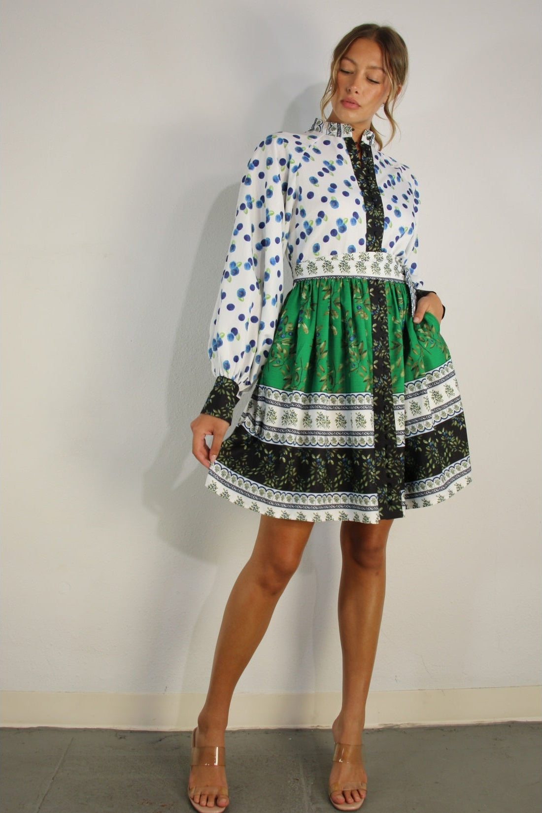 Boarder Print Elegant Dress