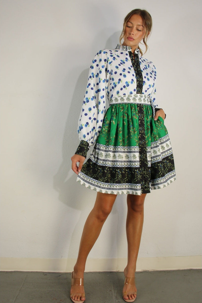 Boarder Print Elegant Dress