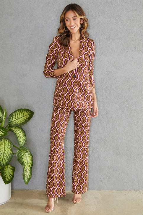 Italian Flared Print Dress Pant