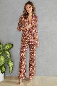 Italian Flared Print Dress Pant