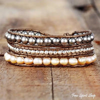 Two-Tone Freshwater Pearl Wrap Bracelet