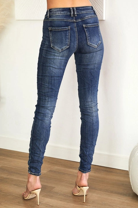 Sun patch Crinkle Italian Denim Pant