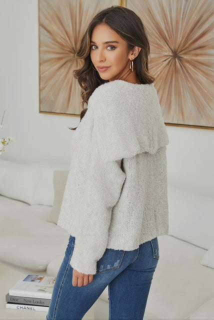 Boucle Knit Sweater Light Grey