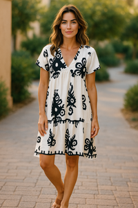V Neck All over print All Over Print Summer Dress