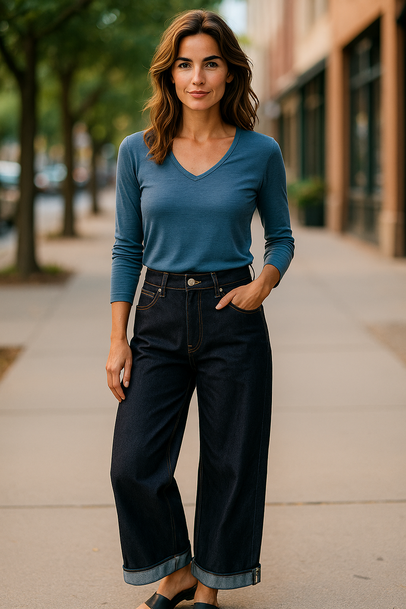 Livesso Vintage Wash Pocket Wide leg Jeans