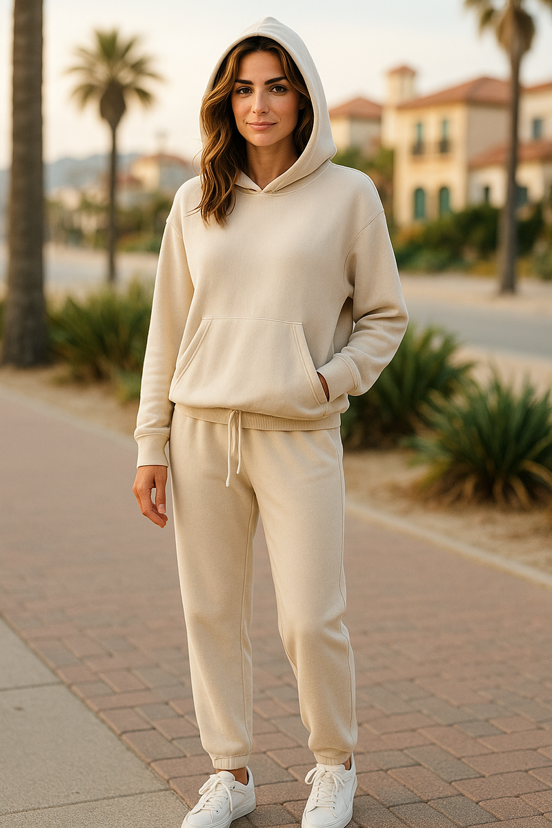 Softest Lounge Jogger Pants Set Beige