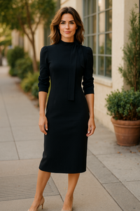 Black Bow Tie Detailed Sweater Dress