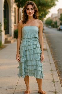 Ruffle Dress/ Skirt Olive Color