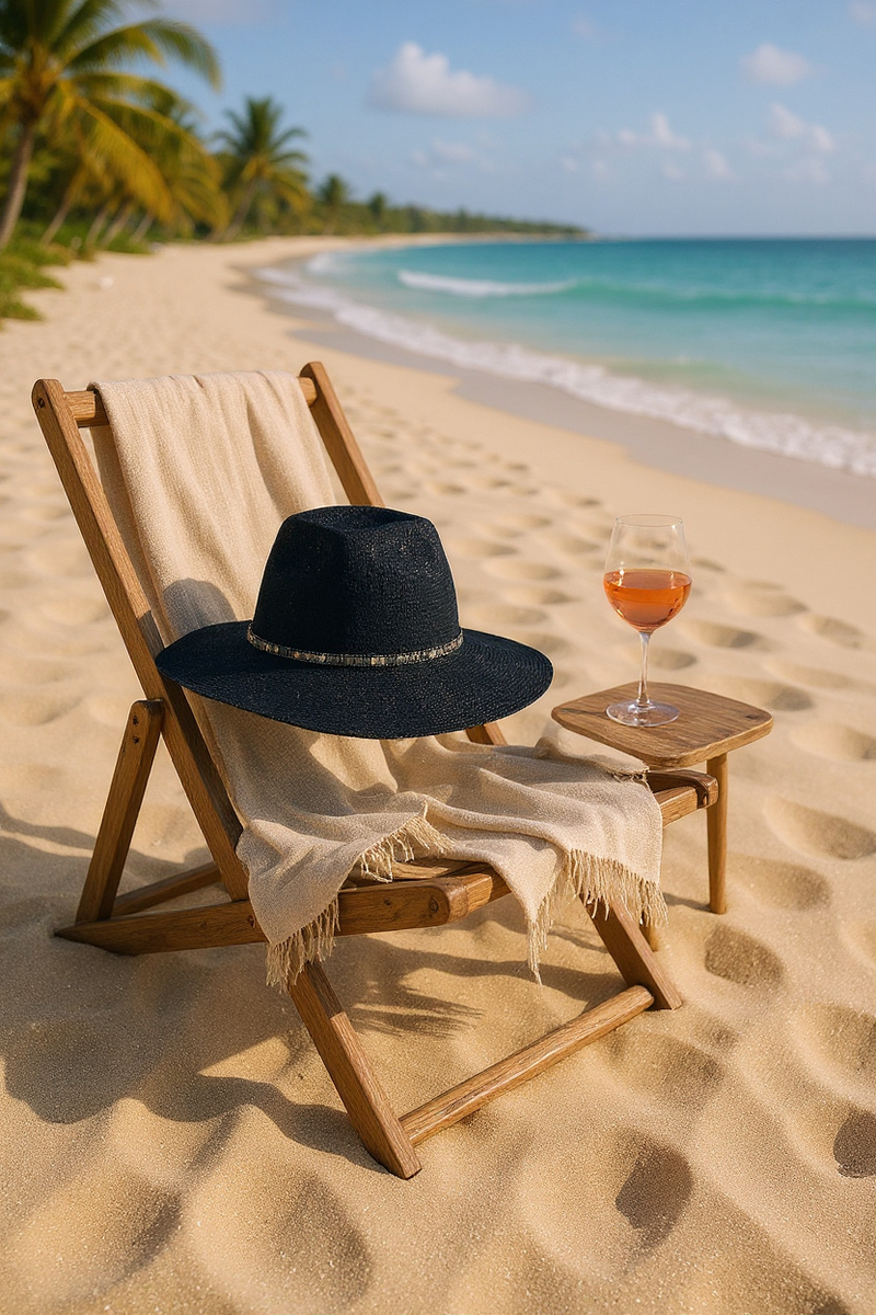 Woven Panama Hat, Rhinestone Detail Black