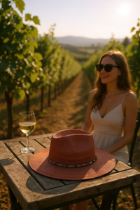 Woven Panama Hat,Rhinestones Detail Clay