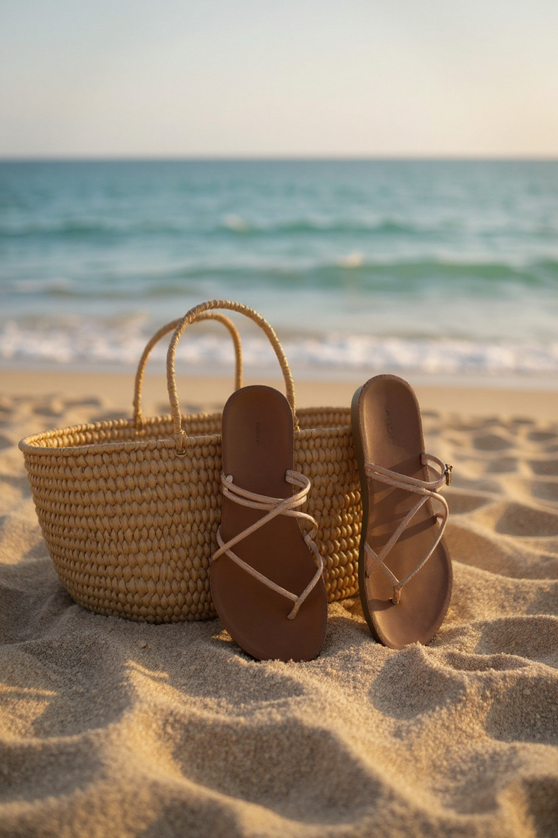 Santorini Flat Sandals Bamboo