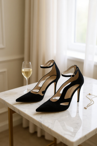 Cut-Out Ankle Strap Heel Black