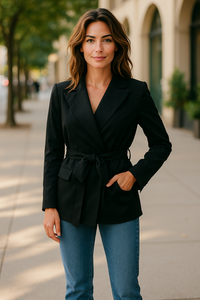 Solid Black  Versatile Suit Jacket