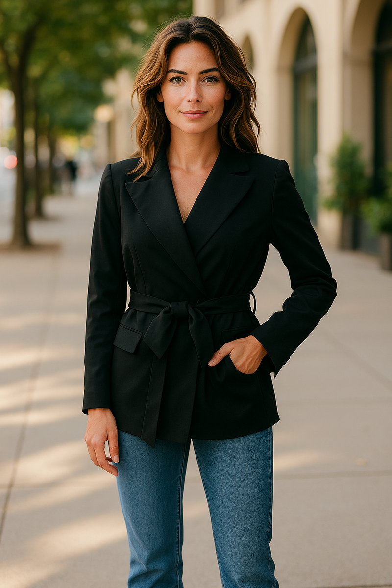 Solid Black  Versatile Suit Jacket