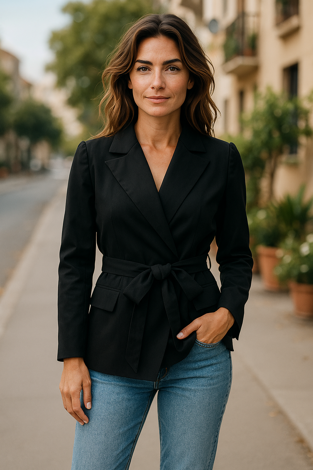 Solid Black  Versatile Suit Jacket