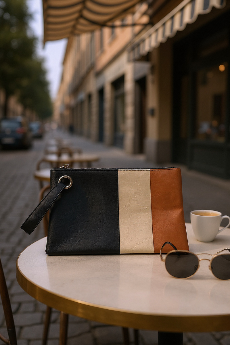 Sandra Clutch Black- Brown