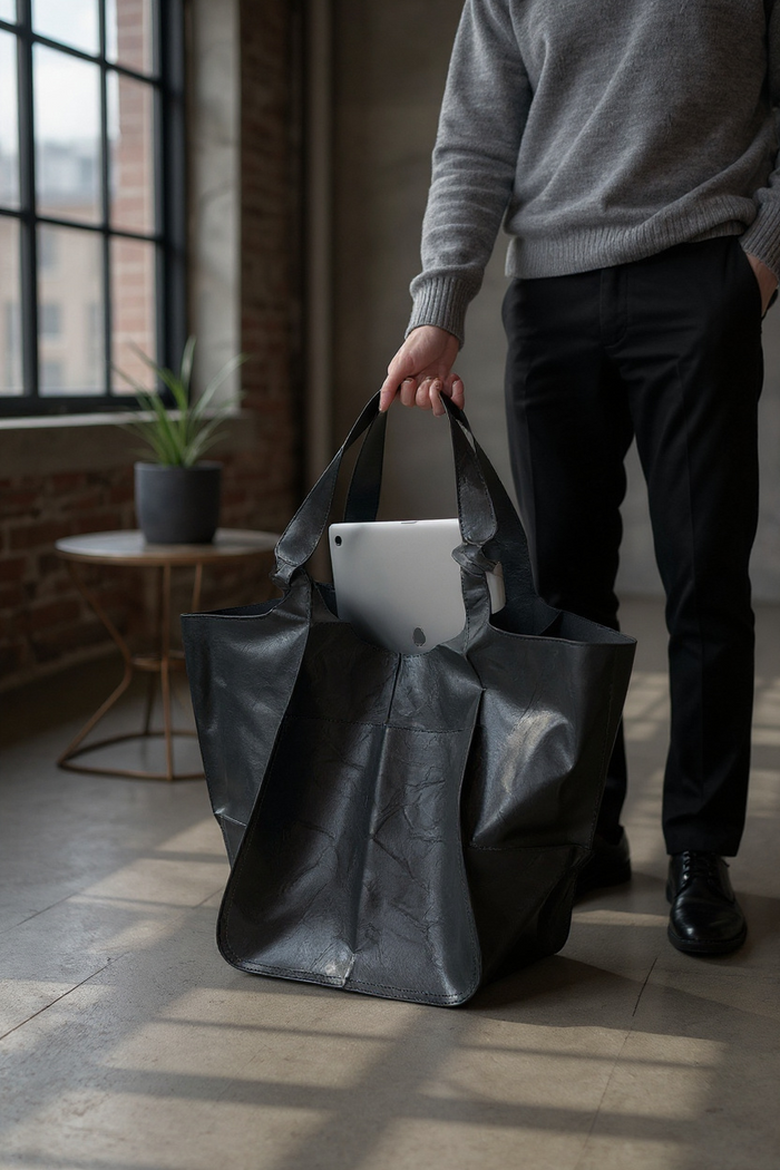 Large Shoulder Bag Soft Pu Leather Black